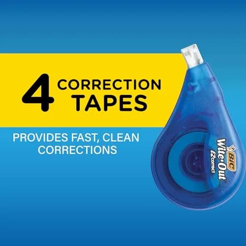 BIC Wite-Out EZ Correct Correction Tape 39.3 ft | Fast, Clean & Tear-Resistant Office & School Supply thumbnail 2