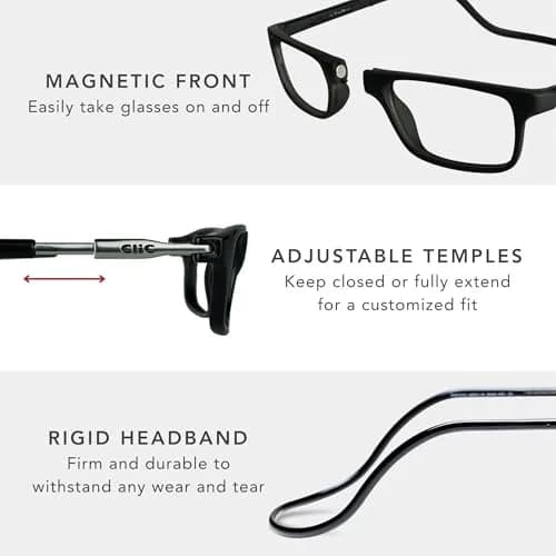 Clic Magnetic Reading Glasses Original Long M-L Tortoise 1.25 Diopters | Neck-Hanging Readers with Adjustable Temples thumbnail 6