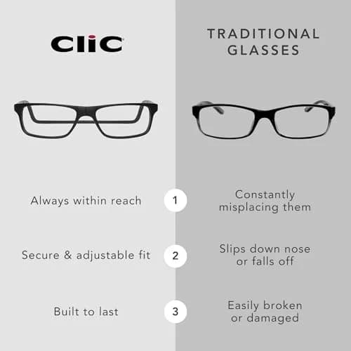 Clic Magnetic Reading Glasses Original Long M-L Tortoise 1.25 Diopters | Neck-Hanging Readers with Adjustable Temples thumbnail 3