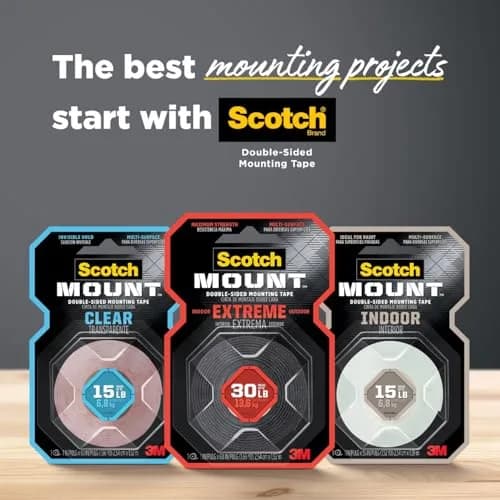 Scotch-Mount White Double-Sided Mounting Tape 1 in x 125 in (25.4 mm x 3.175 m) | Holds Up to 15 lb thumbnail 9