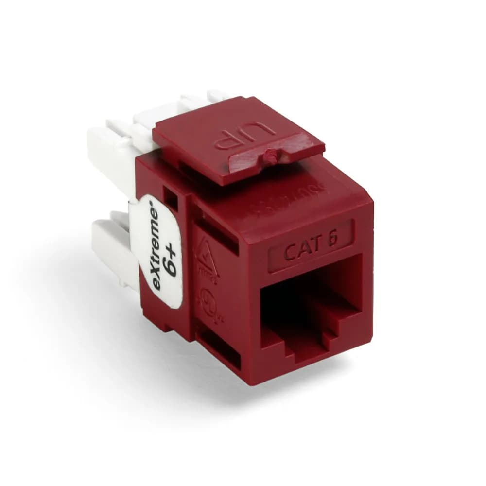 Leviton Extreme 6+ QuickPort Connector, CAT 6, 61110-RR6, Red | 1-Pack, 8-Position 8-Conductor