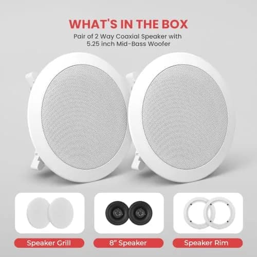 Pyle PDIC61RD 6.5-inch In-Wall/In-Ceiling Speakers - Pair of 2-Way 200W Peak Power | 70Hz-20kHz Frequency Response thumbnail 8