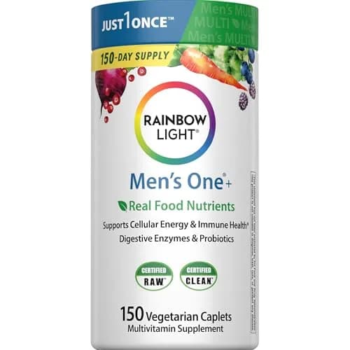 Rainbow Light Mens Multivitamin One + | 150 Caplets | Supports Energy & Vitality thumbnail 1