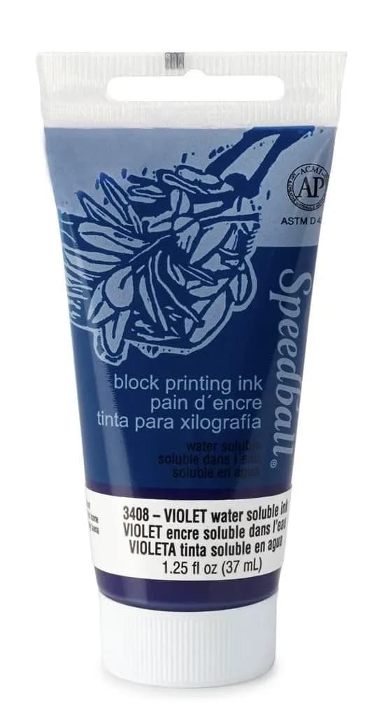 Speedball Water Soluble Block Printing Ink - Fluorescent Yellow, 37ml (1.3 fl oz) — Violet