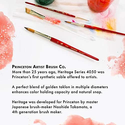 Princeton Heritage Series 4050 Synthetic Sable Watercolor Brush, Round, Size 6 | Superior Point & Spring for Watercolors thumbnail 6