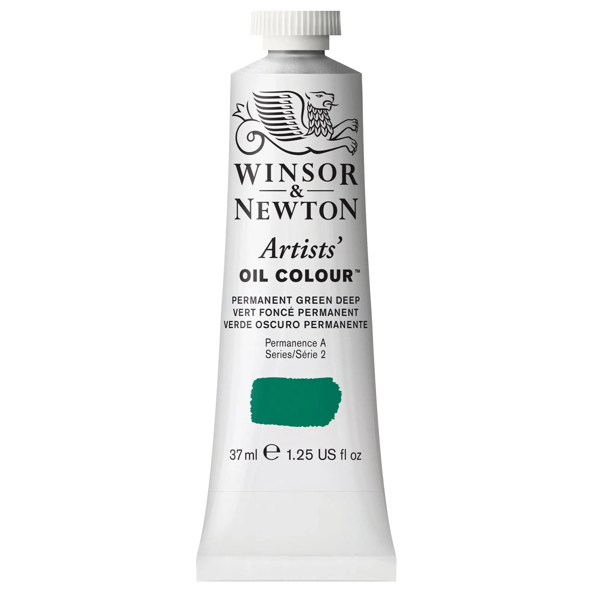 Winsor & Newton Artists' Oil Paint Chrome Yellow Hue 37ml (1.25 Fl Oz) | Professional Grade Pigment — Permanent Green Deep / 1.25-oz Tube