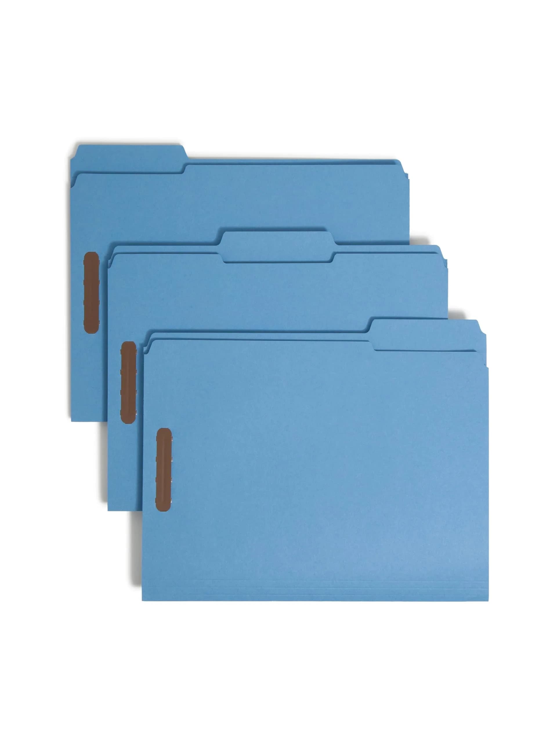 SMEAD Red Fastener File Folders with Prongs 3 Tab Letter Size | Durable, Environmentally Responsible Office File — Blue / Letter