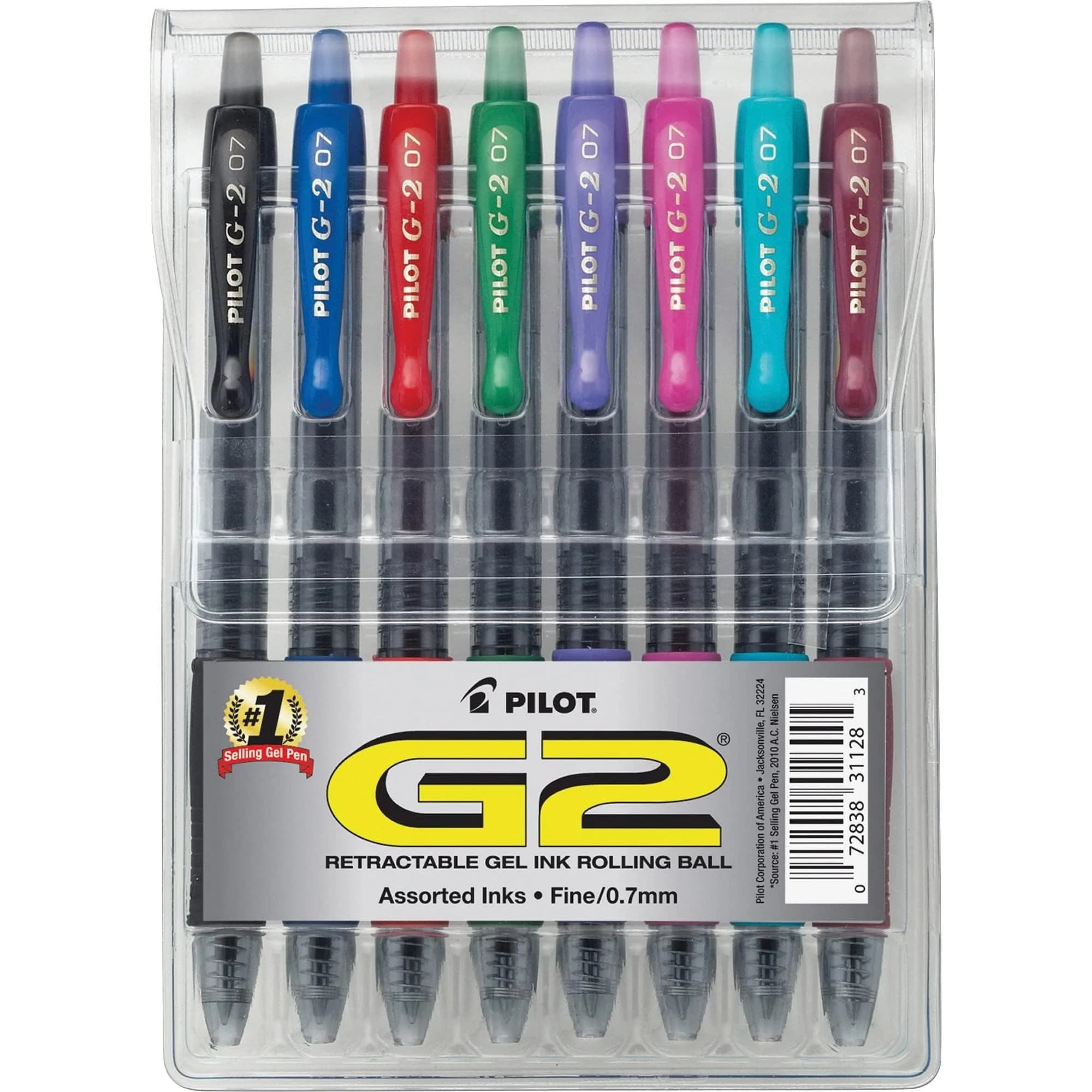 PILOT G2 Premium Gel Ink Pens, Fine Point 0.7mm, Multi-Color, 8 Count | Smooth, Refillable, Quick Drying - main product image