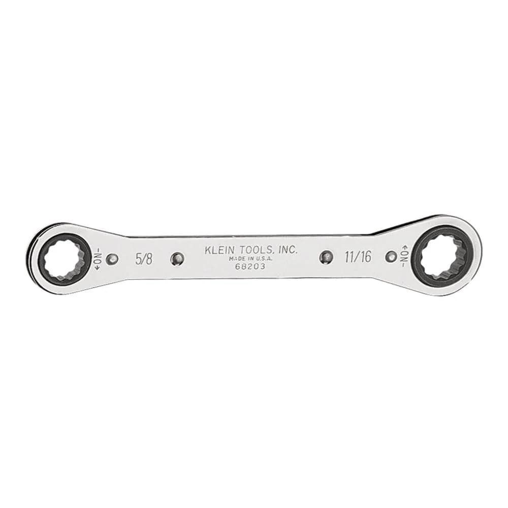 Klein Tools 68203 Standard Reverse Ratcheting Box Wrench 5/8-Inch x 11/16-Inch | Chrome-Plated Alloy Steel — 5/8 X 11/16 Inch