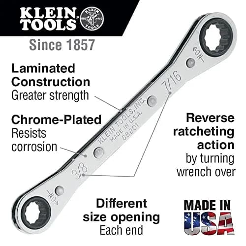 Klein Tools 68205 Ratcheting Box Wrench 11/16-Inch x 3/4-Inch | Chrome Plated, Made in USA thumbnail 2