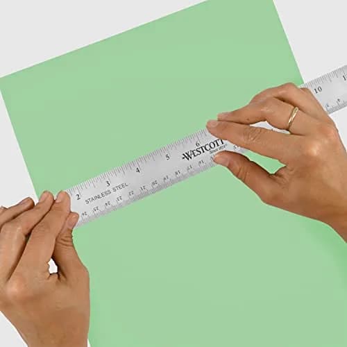 Westcott 12-Inch Stainless Steel Ruler with Cork Base | Etched Dual Scale thumbnail 6
