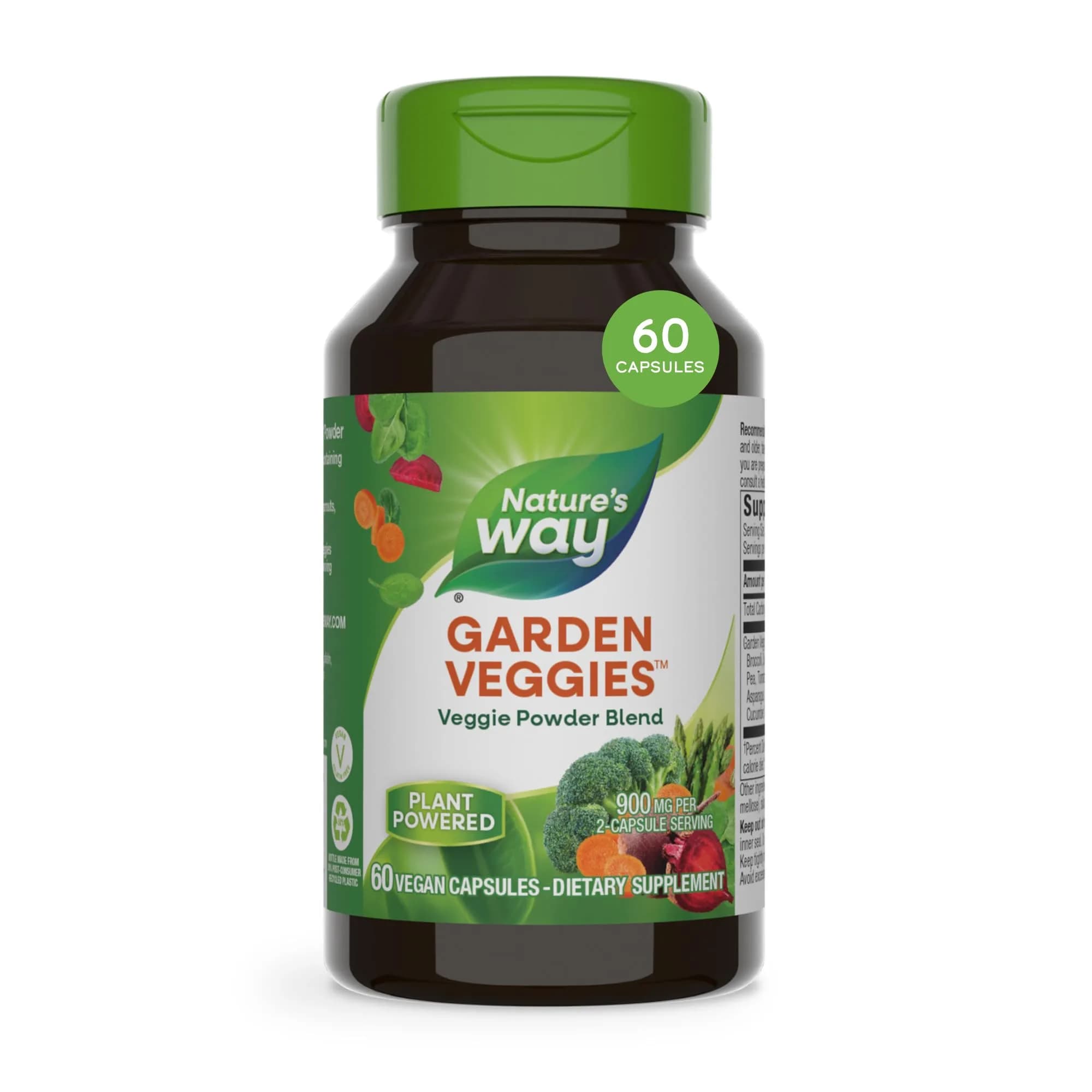 Nature's Way Garden Veggies, Vegetable Supplement, Superfood Blend, 60 ct | Plant-Based Vegetable Capsules for Daily Wellness