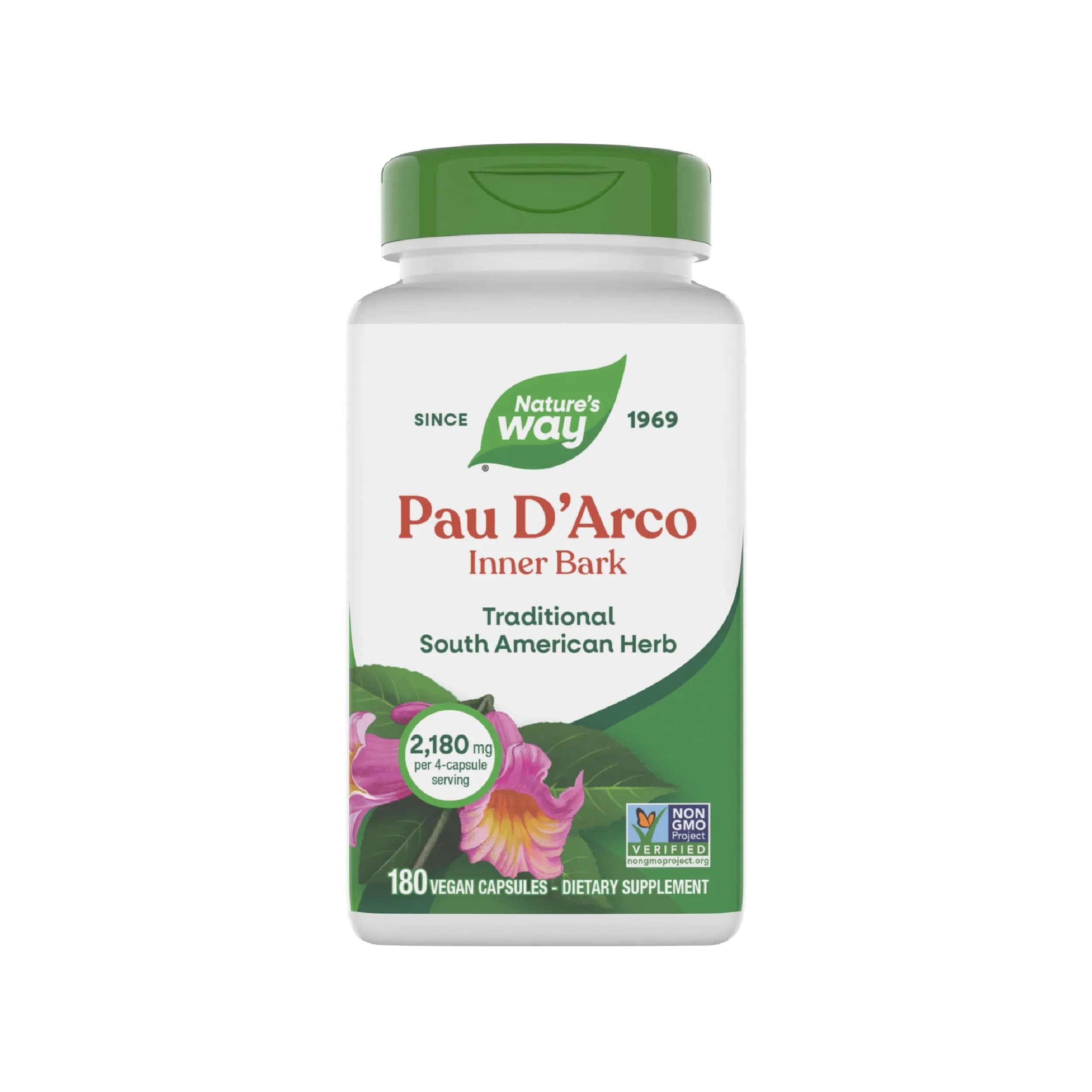 Nature's Way Premium Herbal Pau d'Arco Inner Bark 360 Capsules (180 Count Pack of 2) | Traditional South American Herb — Capsule