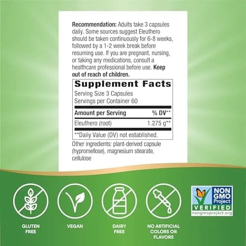 Nature's Way Siberian Eleuthero Root Capsules 180 Count (180 Count) | Adaptogen for Endurance and Vitality thumbnail 5