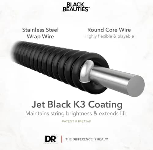 DR Strings Black Beauties BKB5-45 Medium 5-String Bass Guitar Strings 125-045 | Coated Nickel-Plated Round Core thumbnail 3