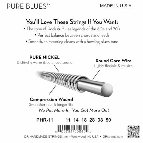 DR Strings PURE BLUES Heavy Pure Nickel Electric Guitar Strings 2.54 cm (1.0 in) | Vintage Tone & Sustain thumbnail 2