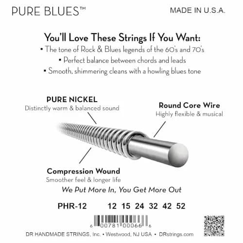 DR Strings PURE BLUES Pure Nickel Electric Guitar Strings Extra Heavy 12-52 | Vintage Tone & Sustain thumbnail 2