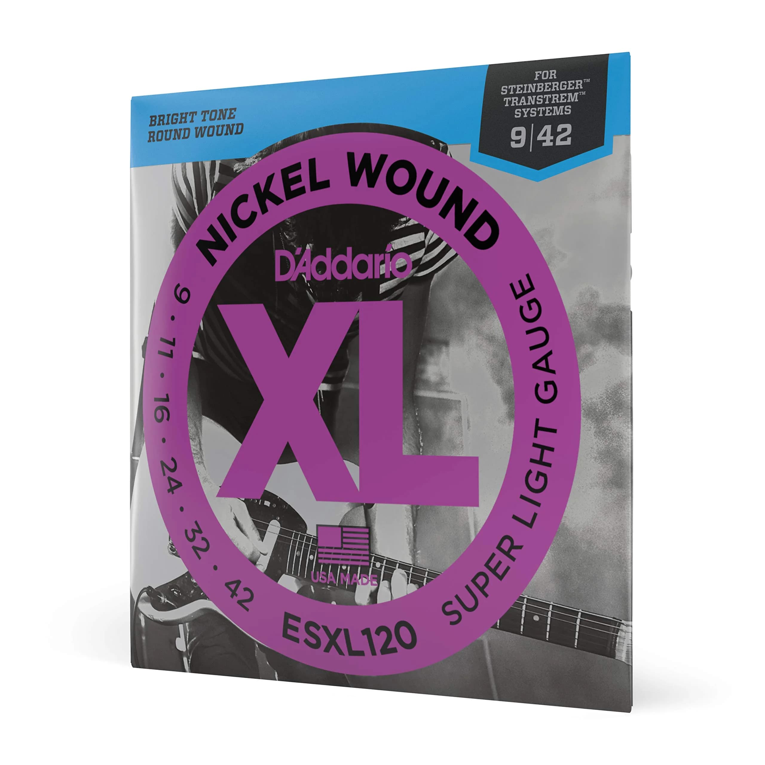 D'Addario XL Nickel Electric Guitar Strings ESXL110 Regular Light Double Ball End 10-46 | Perfect Intonation — Super Light, 9-42 / C-6th