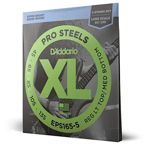 D'Addario XL ProSteels Bass Strings EPS165-5, 45-135, 5-String | Bright Punch & Tight Lows thumbnail 1
