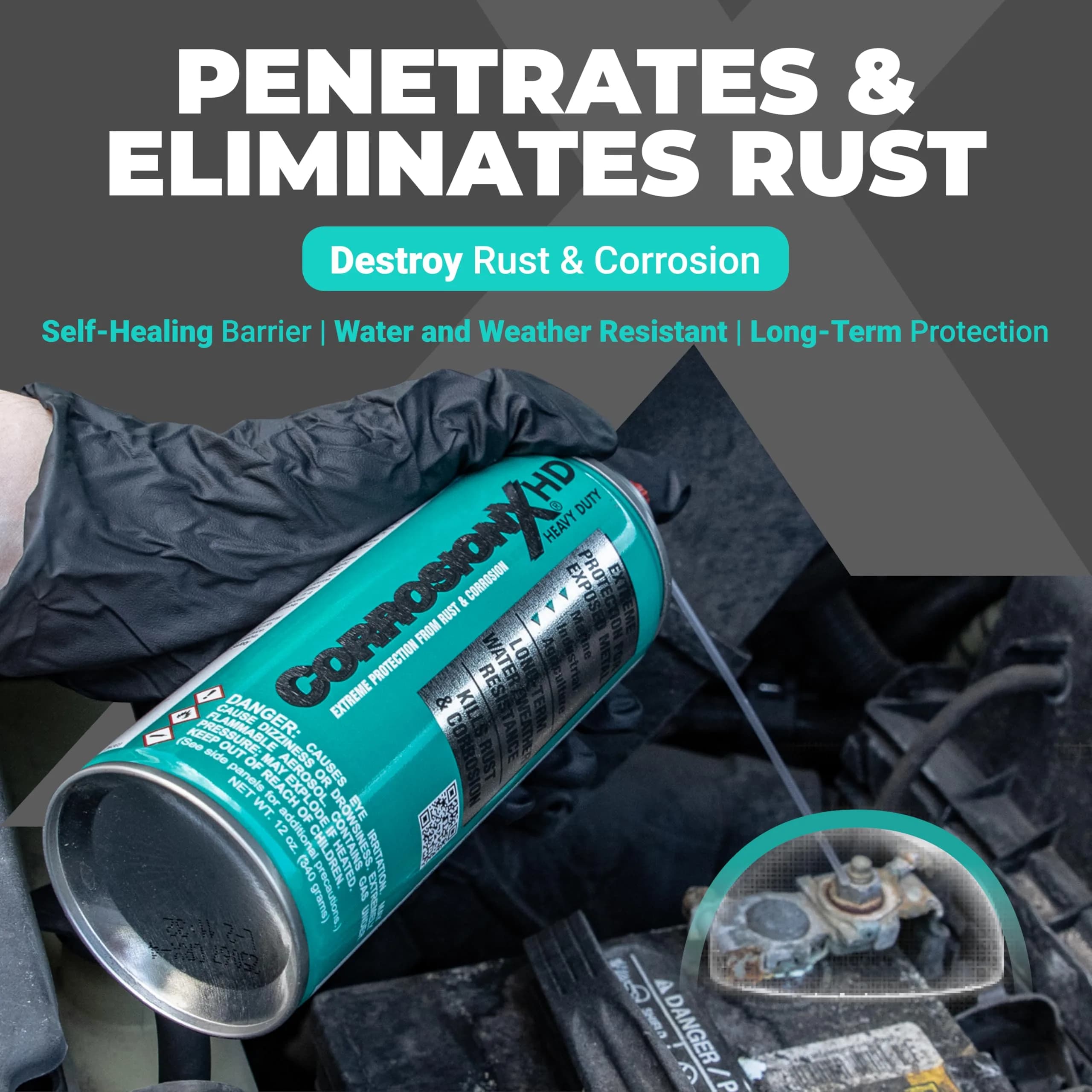 CorrosionX Heavy Duty Anti Rust Spray, Dripless Self-Healing Corrosion Inhibitor with Waterproof Barrier for Marine, Agricultural & Industrial Equipment in Harsh, Saltwater Environments, 1 Gallon thumbnail 2