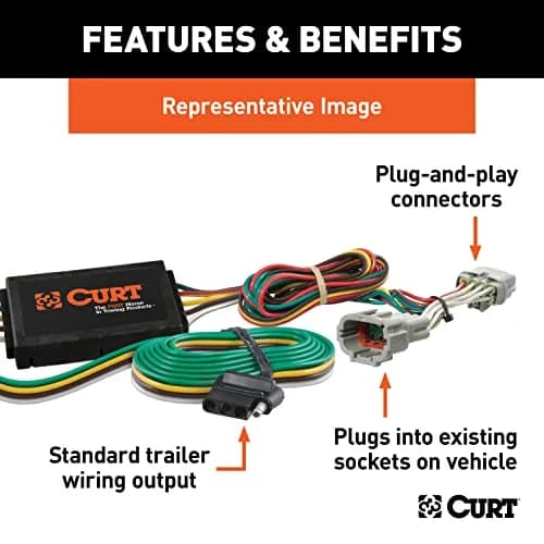 CURT Manufacturing 55354 T-Connector 4-Way Flat Plug-In 0.64 lb (0.29 kg) | Easy Plug-and-Play Trailer Wiring thumbnail 2
