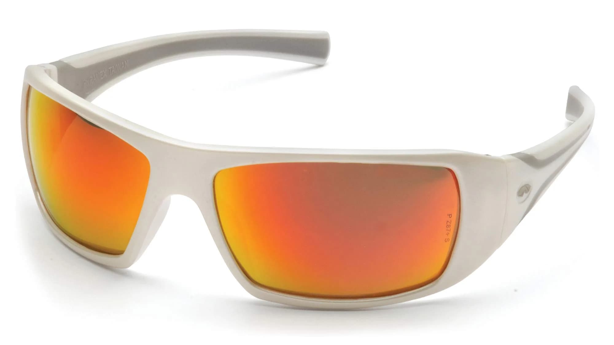Pyramex Goliath SB5620DT Safety Glasses 12-Pack | Anti-Fog & Impact Resistant — Sky Red Mirror Lens