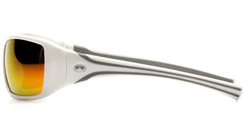 Pyramex Goliath Safety Eyewear White Frame Sky Red Mirror Lens | Impact Resistant Polycarbonate thumbnail 3