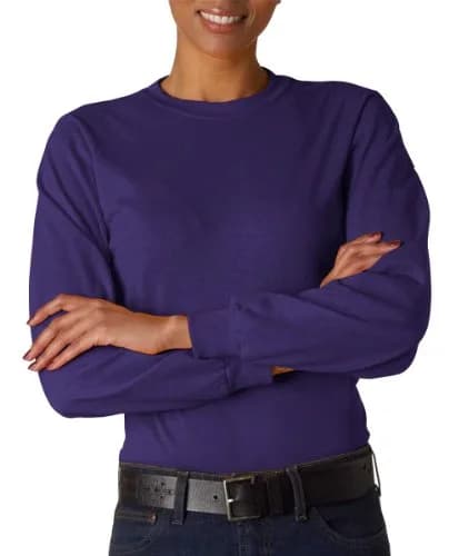 Jerzees Adult 5.6 oz. DRI-POWER® ACTIVE Long-Sleeve T-Shirt L Deep Purple | Supportive, Durable, Cotton-Poly Blend thumbnail 1
