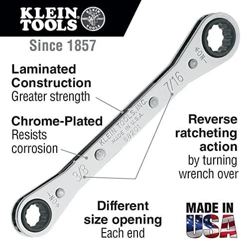 Klein Tools 68200 Ratcheting Box Wrench 1/4-Inch x 5/16-Inch | Chrome Plated Finish thumbnail 2
