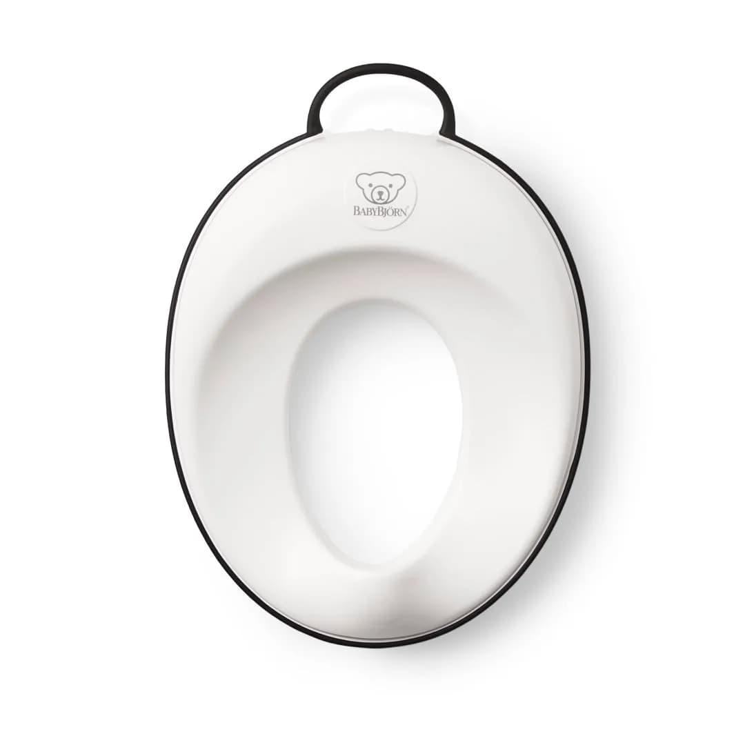 BabyBjörn Toilet Trainer White/Gray | Ergonomic Design for Toddlers, Easy Clean Splashguard — White