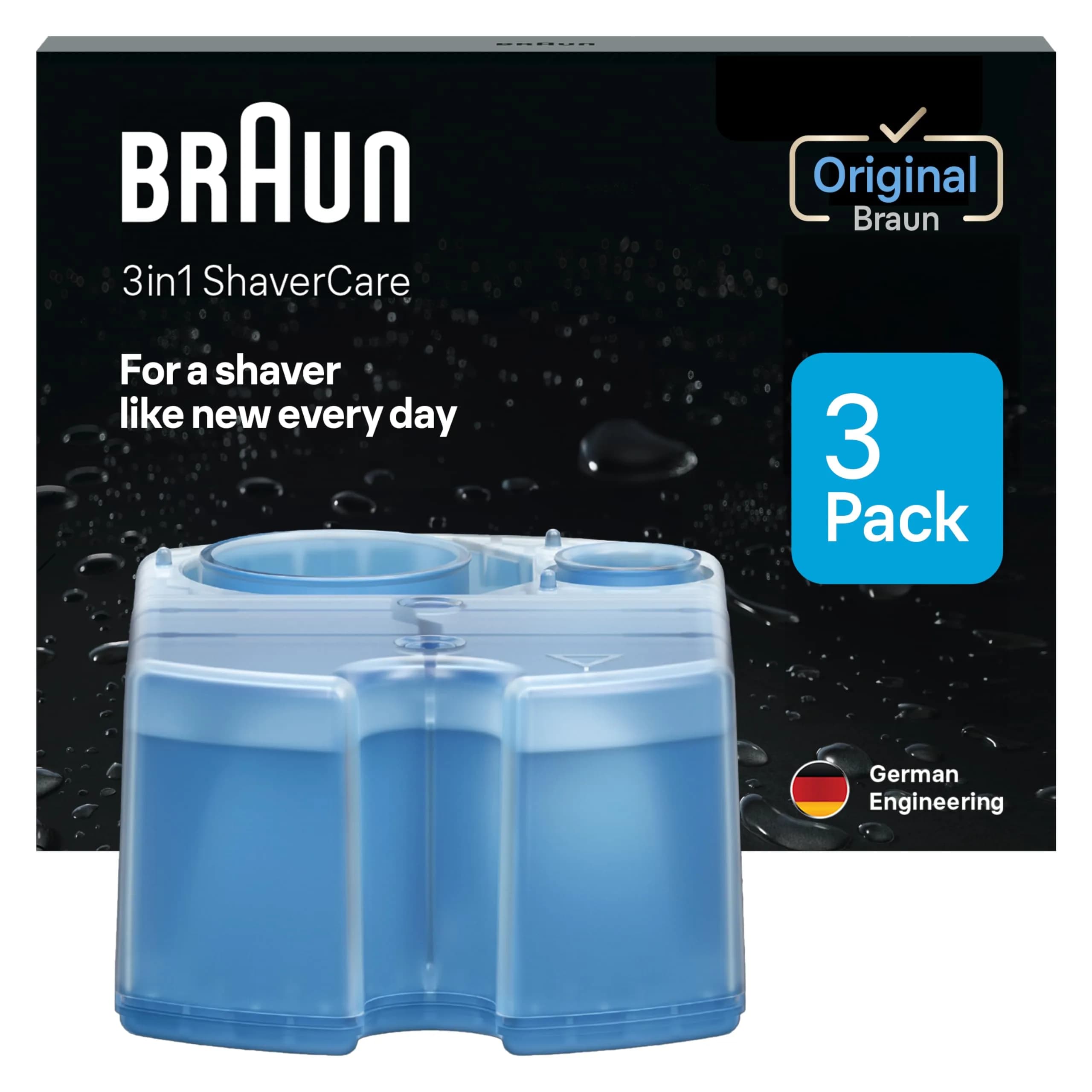 Braun Clean & Renew Refill Cartridges CCR 22.8 Fl Oz (675ml) | Lemon Scented Shaver Cleaner for Clean&Charge System — Blue
