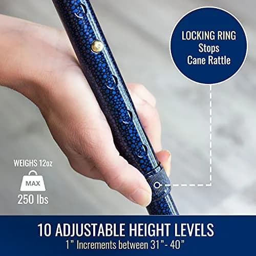 DMI Designer Folding Cane with Ergonomic Wood Handle | Adjustable 33-37 Inch, Floral Pattern, Supports 250 lbs thumbnail 3