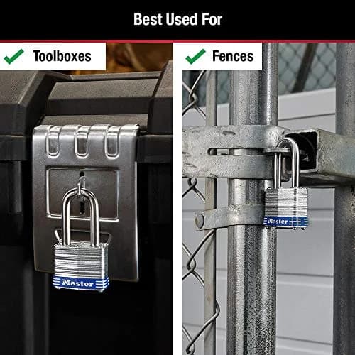 Master Lock Keyed Padlock 1-1/2-inch Shackle | Laminated Steel Body & Hardened Shackle thumbnail 4
