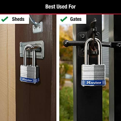 Master Lock Keyed Padlock 1-1/2-inch Shackle | Laminated Steel Body & Hardened Shackle thumbnail 3