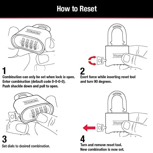 Master Lock 178D Black Combination Padlock 51mm Body, 25mm Shackle | Resettable 4-Digit Lock for Gym, Gate, Shed thumbnail 5
