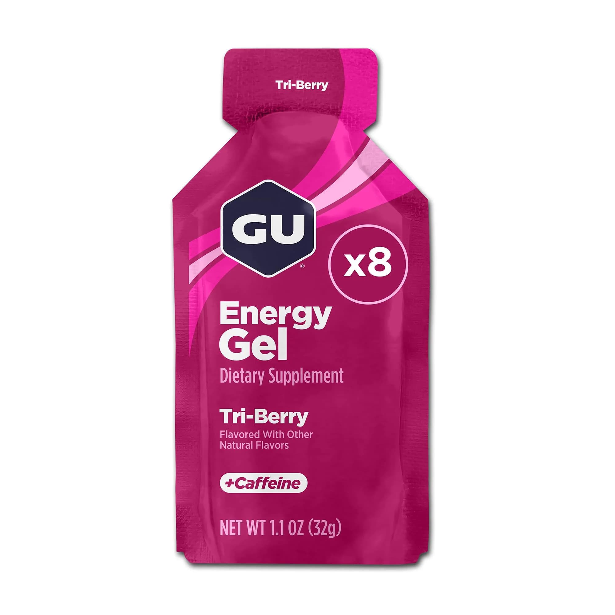 GU Energy Original Sports Nutrition Energy Gel Tri-Berry 8-Count | Vegan, Gluten-Free, Kosher, Dairy-Free Energy