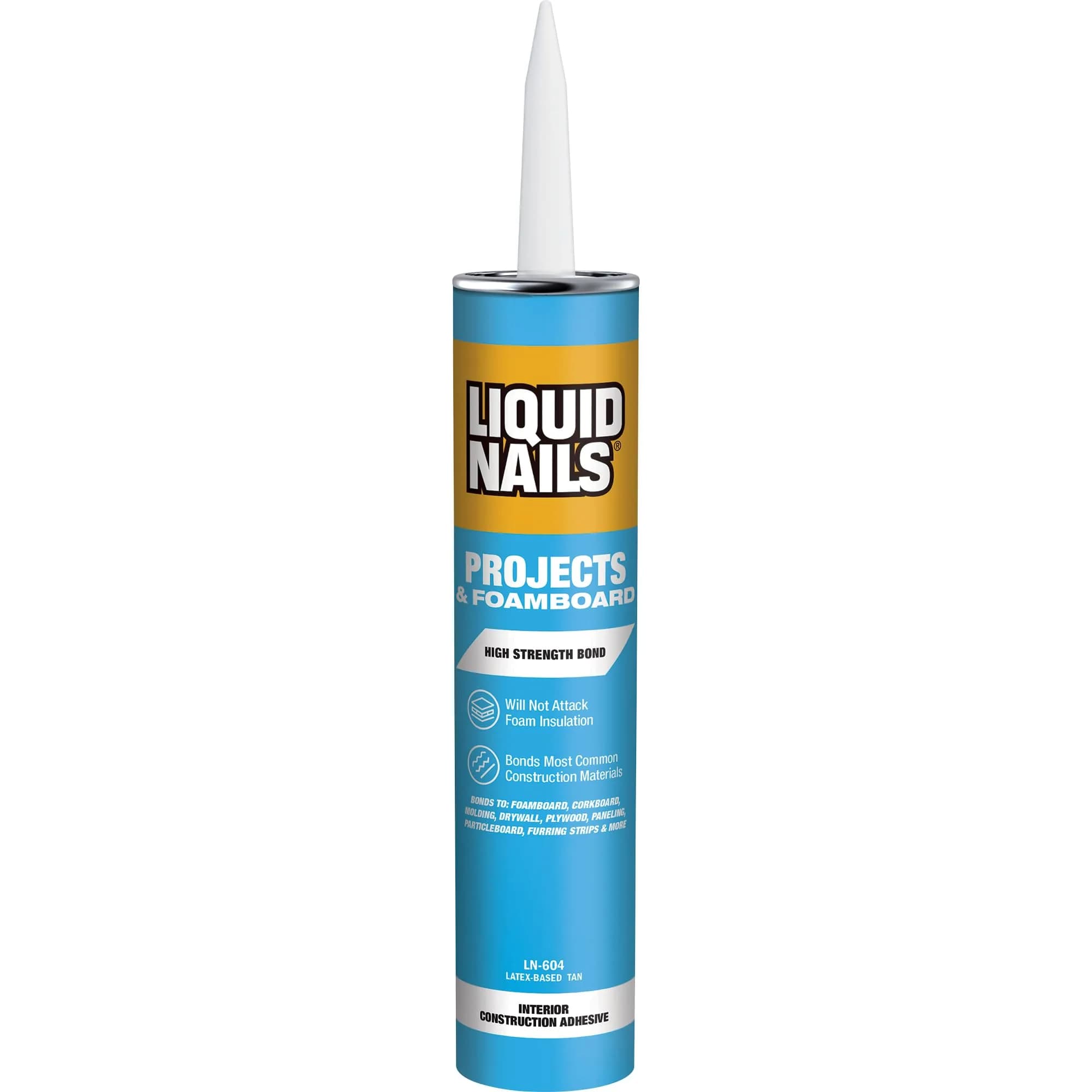 Liquid Nails Projects & Foamboard Adhesive 295ml (10 Fl Oz) | Bonds Foam Insulation, Drywall & Panels
