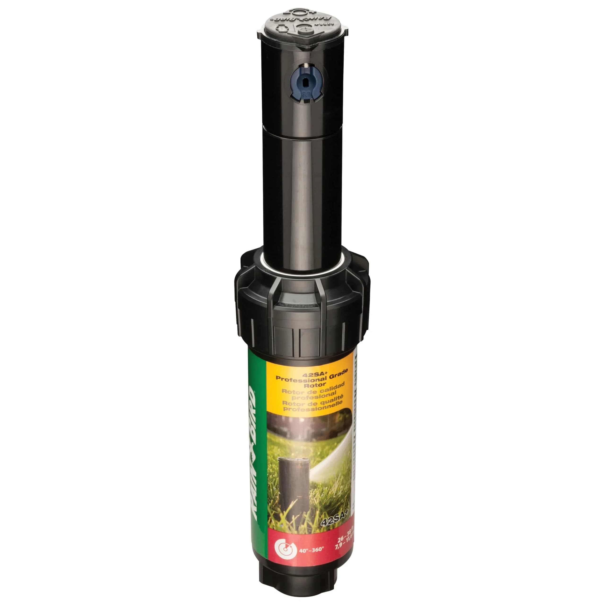 Rain Bird 42SA+ Gear Drive Rotor Sprinkler 26-38 ft Spray Distance | Water-Saving Rain Curtain Nozzle Technology — 26' - 38'