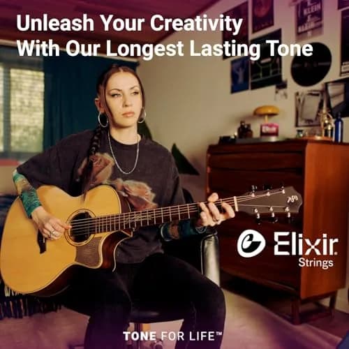 Elixir Phosphor Bronze NANOWEB Acoustic Guitar Strings Light 12-53 Set | Longest-Lasting Tone thumbnail 5