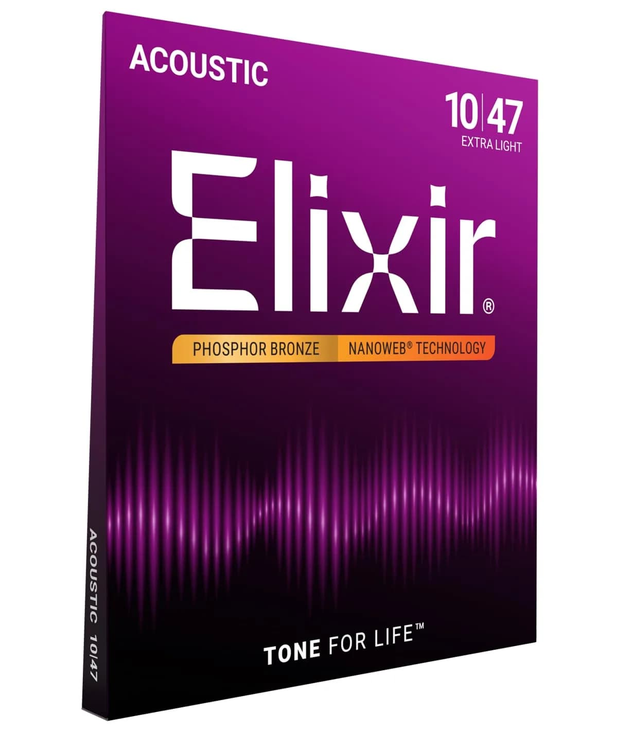 Elixir Phosphor Bronze NANOWEB Acoustic Guitar Strings, Light/Medium 12-56 | Longest-Lasting Tone — Single Set