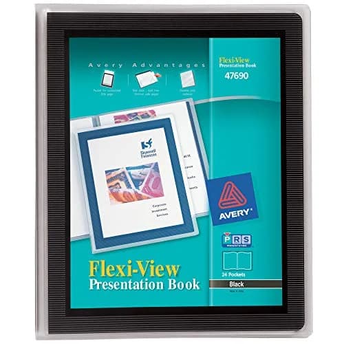 Avery Flexi-View Presentation Book, Clear Front Window, 24 Non-Stick Pages, Black Cover | Professional Document Organizer thumbnail 1