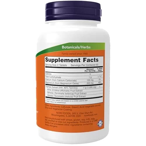 NOW Triphala 500 mg | Ayurvedic Digestive & Antioxidant Support, 120 Tabs thumbnail 2