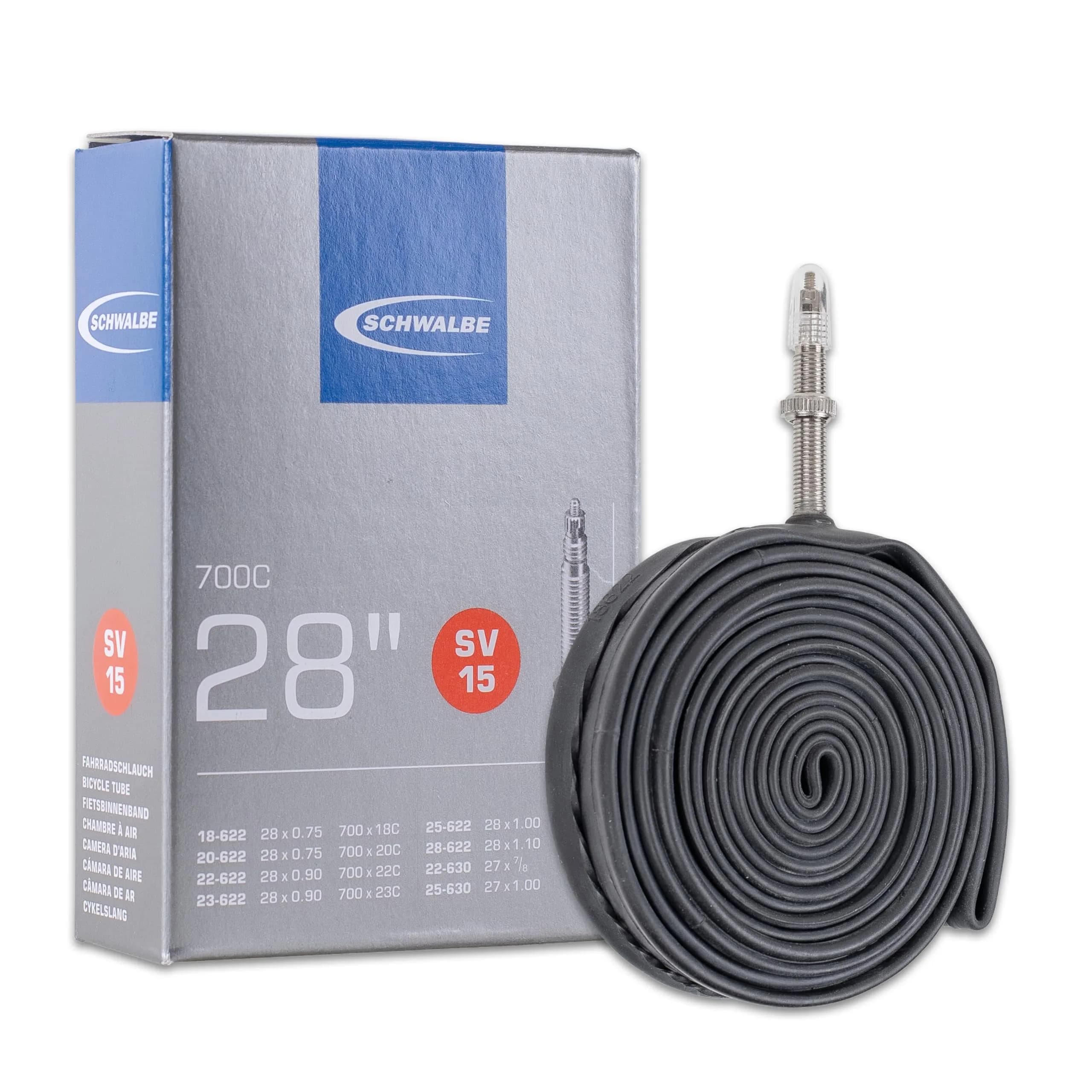 Schwalbe 700x18/28 SV15 Bicycle Tube - 40mm Presta Valve | Extra Light, Reliable, 700x18/28c - main product image