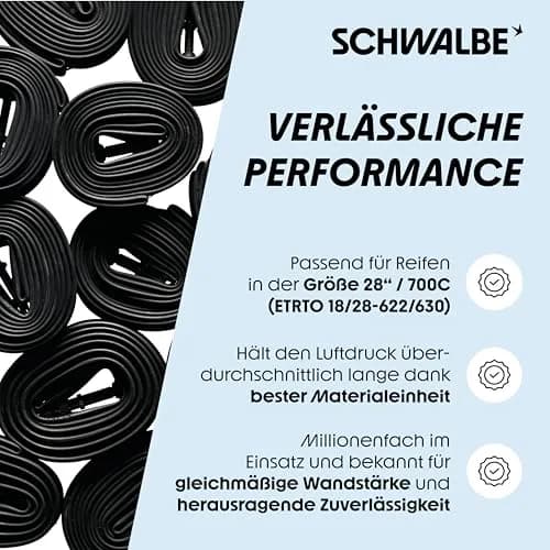 Schwalbe 700x18/28 SV15 Bicycle Tube - 40mm Presta Valve | Extra Light, Reliable, 700x18/28c thumbnail 4