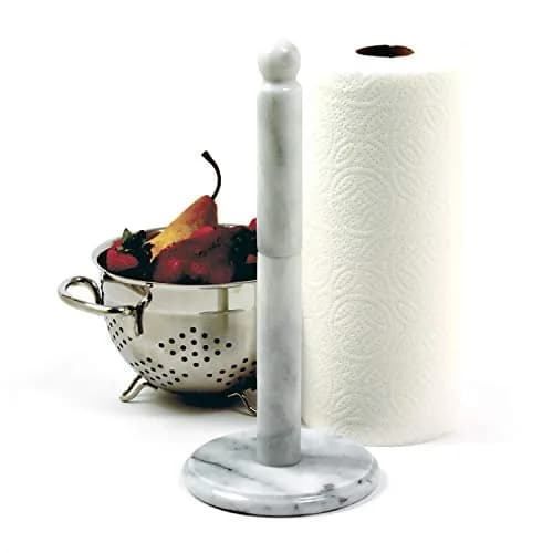 Norpro Marble Paper Towel Holder, white, 12.5" tall, 5.25" base | Elegant marble design for kitchen & dining thumbnail 4
