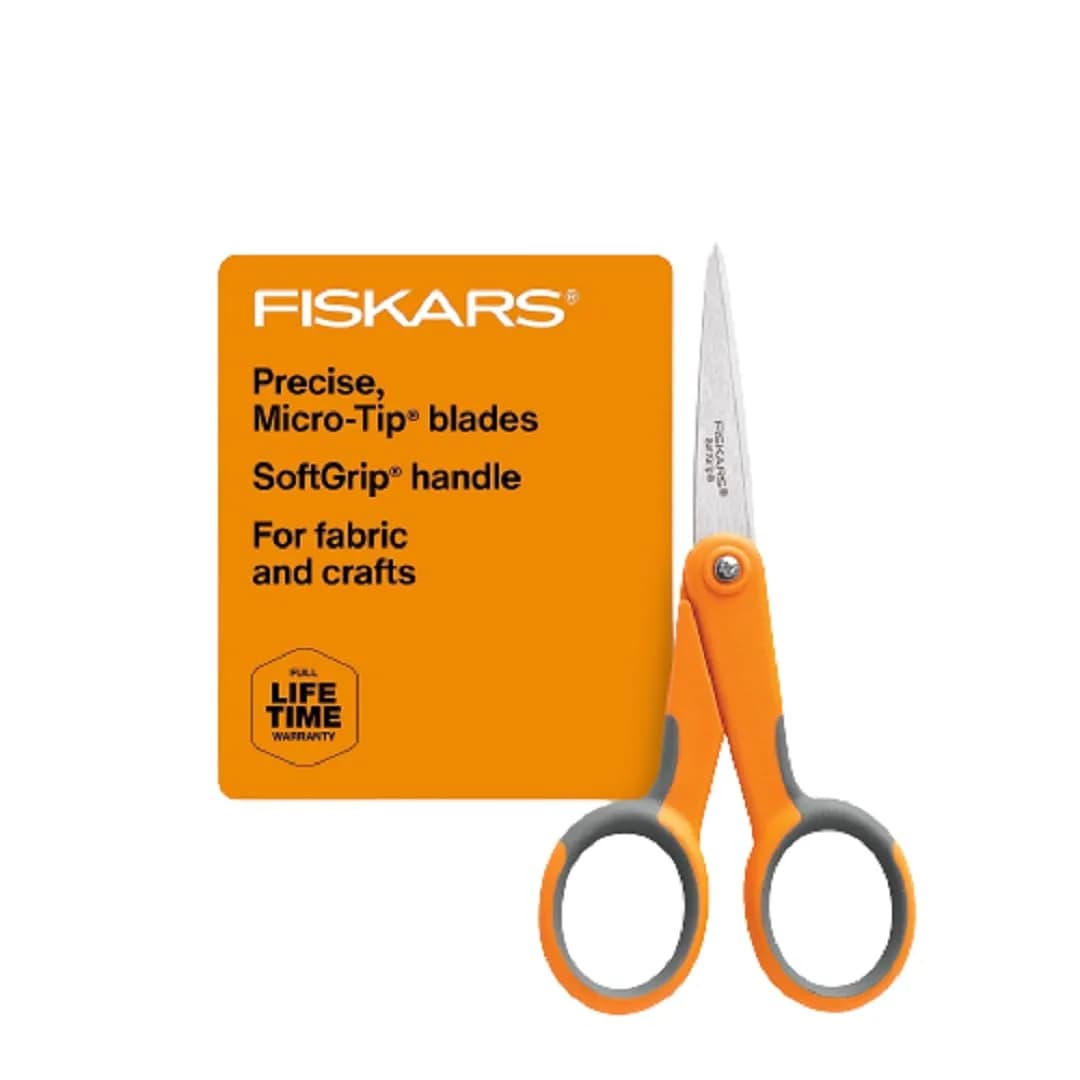 Fiskars 8" SoftGrip Everyday All Purpose Scissors, Grey | Precision Stainless Steel Blades — Steel and Orange