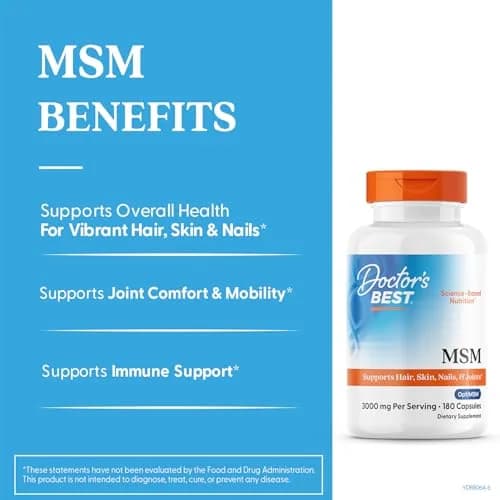 Doctor's BEST MSM Supplement Capsules 3000 mg (180 Count) | Supports Hair, Skin, Nails, Joint Health & Mobility thumbnail 2