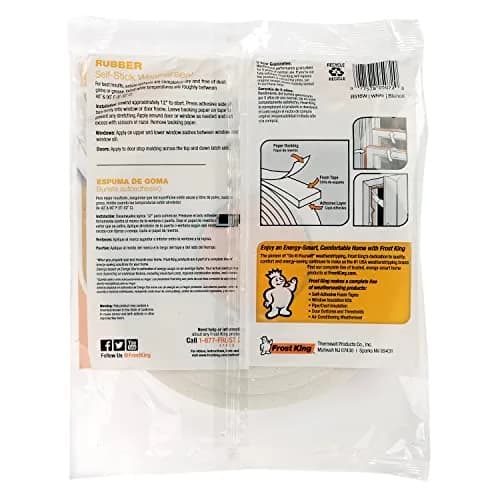 Frost King R516WH Sponge Rubber Foam Tape 1/4" x 7/16" x 10' | Weatherproofing Seal thumbnail 6