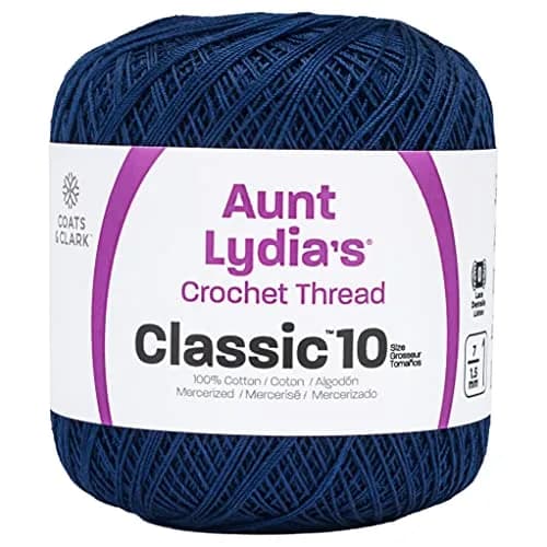 Aunt Lydia's Crochet Thread Size 10 Navy — 365.75 m (400 yd) | High Luster Mercerized Cotton for Projects thumbnail 1