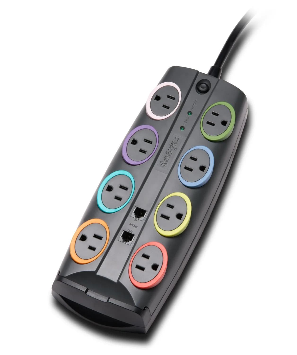 Kensington SmartSockets 8-Outlet Surge Protector 8ft Cord 2490 Joules | Superior Power Spike Defense - main product image
